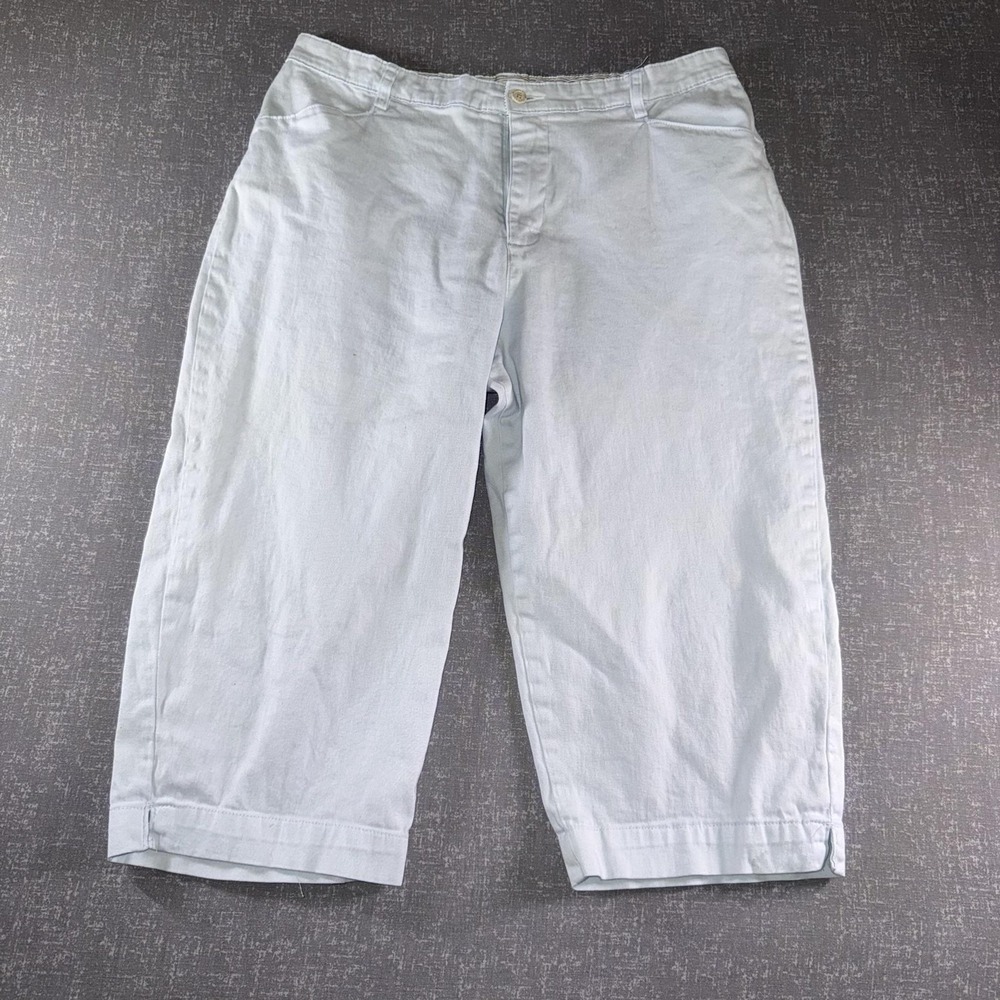 Lee Capri Pants Womens 18 Light Blue Stretch Twill Crop Pockets Summer Casual